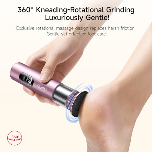 SUFU SUFU 2 in 1 Electric Foot Callus, USB Rechargeable Electric Foot File Grinder with Digital Display, Cordless Aluminum Pedicure Tools for Feet,Nail Care,Dead Skin (Pink)