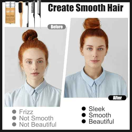 Boar Bristle Slick Back Hair Brush Comb with Wide Boar Bristle Brush,Hair Wax Stick,500PCS Elastic Rubber Bands for Women and Men Sectioning,Parting