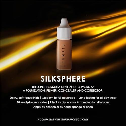 TEMPTU SilkSphere Airbrush Makeup Long-Lasting Medium to Full Coverage, 4-In-1 Formula Foundation, Primer, Conceal & Correct