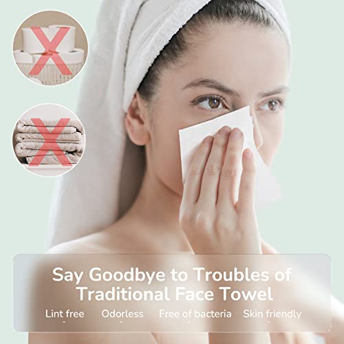 Disposable Face Towel 200 Cont, 7.9"X7.9"Clean Face Towelettes for Washing Face, 100% Cotton Soft Dry Wipe, Biodegradable Face Towels & Facial Tissuel Travel Size for Cleaning,Makeup Removal