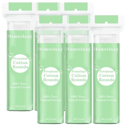 Homrelaxy 600 Count Cotton Rounds - Soft Lint-Free Makeup Remover Pads