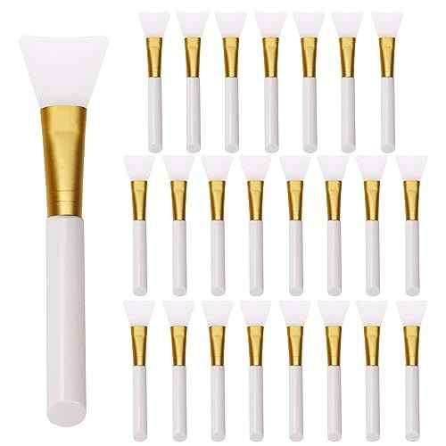 Mini Skater 24Pcs Soft Silicone Face Mask Brushes for Facial Mud Clay Charcoal Mixed Masks Hairless Moisturizers Body Lotion & Butter Applicator Skincare Beauty Tools (White)