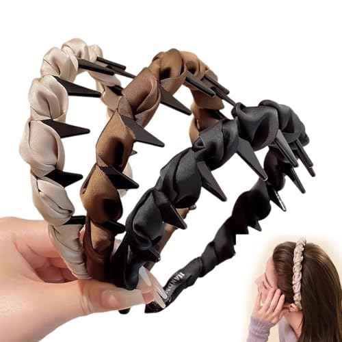 Vintage High Skull Reversible Headband with Teeth, Fashion High Cranium Headbands, Non-slip Decorative Accessories for Women (B (Black,Brown, White), L)