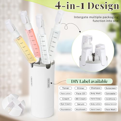 4-Pack 30ML Refillable Travel Bottles Set with Brushes & Funnel