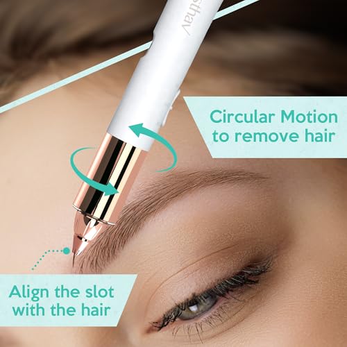 2 in 1 Eyebrow and Facial Hair Remover for Women Painless Flawless Electric Razor Epilator Trimmer Shaver with 18K Gold-Plated, USB Rechargeable, 360¡Æ LED for Eyebrow and Face Hair Removal