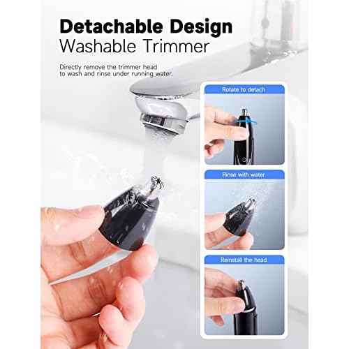 ZORAMI Rechargeable Ear and Nose Hair Trimmer - 2025 Professional Painless Eyebrow & Facial Hair Trimmer for Men Women, Powerful Motor and Dual-Edge Blades for Smoother Cutting Black