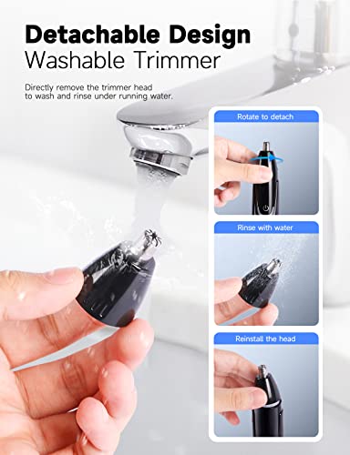 ZORAMI Black Rechargeable Nose & Ear Hair Trimmer with Dual-Edge Blades – 9000RPM, Multitask Grooming for Men & Women