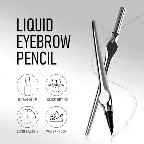 KYDA 2Pack Microblading Eyebrow Pencil with Dual-Brush Tip, Eyebrow Pencil with a 2-Fork Tip Applicator Creates Natural Looking Brows Effortlessly and Stays on All Day, Black
