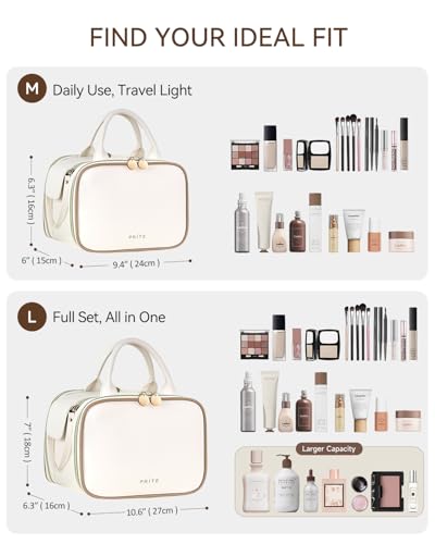 Prite Large Makeup Bag, Waterproof Travel Cosmetic Case with Brush