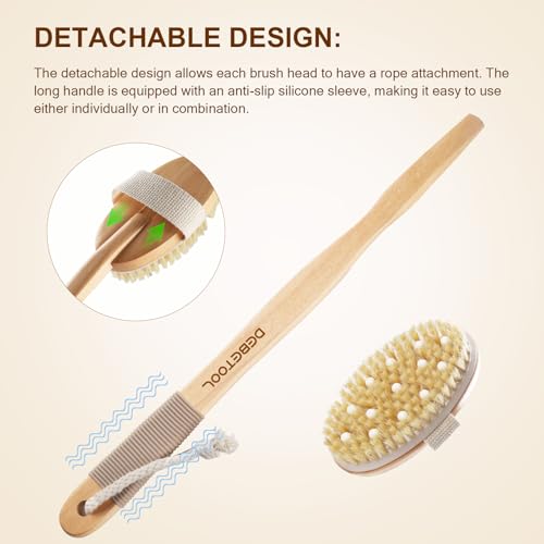 Dry Brush Set with 3 Detachable Heads & Natural Boar Bristles