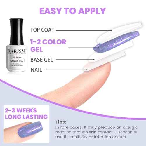 RARJSM 15ML Mermaid Glitter Gel Nail Polish Blue Purple Shell Gel Polish Pink Purple Shimmer Nail Gel Polish Soak off UV Blue Changing Glitter Sequins Gel Polish for Nail Art DIY Salon at Home