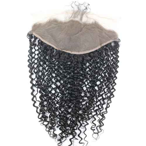 Dreambeauty Transparent Lace Color 13¡¿6" Lace Frontal Closure Kinky Curly Free Part Brazilian Remy Human Hair Pre-Plucked Natural Hairline Lace Frontal Closure with Baby Hair Natural Color (12 Inch)