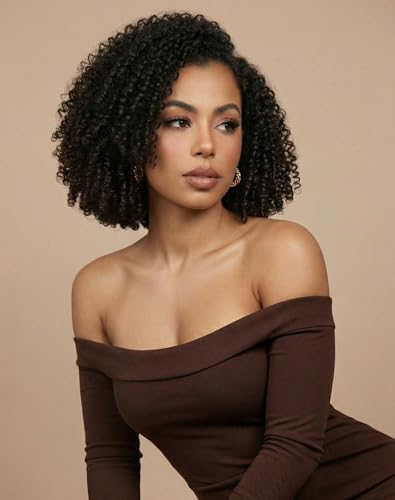 The Fox Kinky Curly Half Wig 14" Black Human Hair