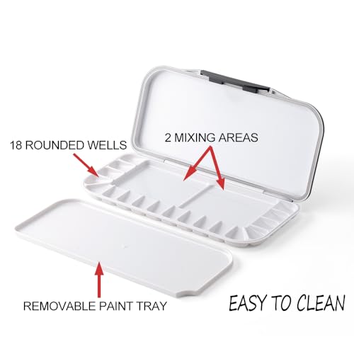 Transon Purple Folding Watercolor Palette with Lid, 18 Wells & Removable Mixing Tray