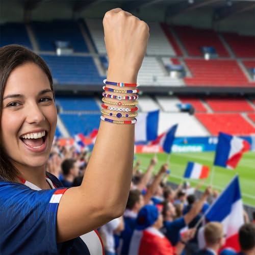 Poasrelax World Soccer Game-Day Cup Bracelets Set 7pcs - S-French Sports Fan Jewelry