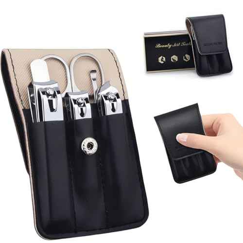Nail Clipper Set, 6 Pcs Toenail Clippers, Stainless Steel Fingernail Clipper, and PU Leather Manicure Set, Purse Essentials Travel Nail Kit Gift Ideas