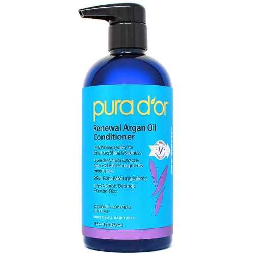 PURA D'OR 16 Oz Renewal Argan Oil Conditioner ? Sulfate-Free, Hydrating, Frizz Control, Color-Safe, with Organic Aloe Vera & Argan Oil, Nourishing & Strengthening for Dry, Damaged Hair