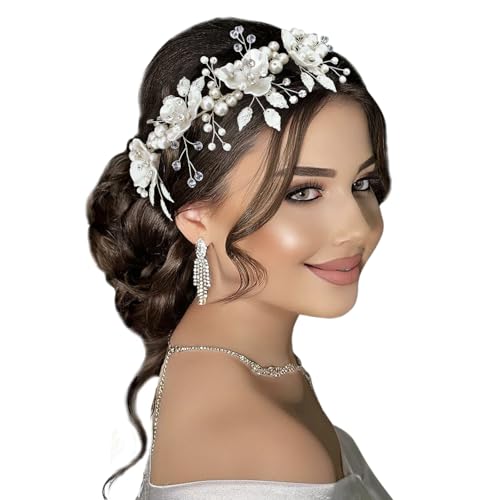 Bridal Hair Accessories, Pearl Adorned Wedding Hair Pieces for Brides, Flower Hair Combs for Bride