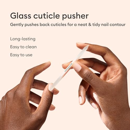 Glass Nail File Buffer & Cuticle Pusher Set for Manicure - Reusable Professional Nail Tools