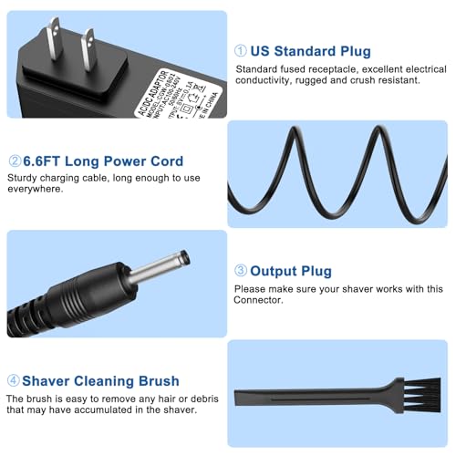 8V Charger Compatible with Philips Norelco HQ840 Multigroom Series 3000 MG3750 MG3750/10 MG3750/50 MG3750/60 MG3760 MG3760/50 Electric Shaver Razor Trimmer Power Supply