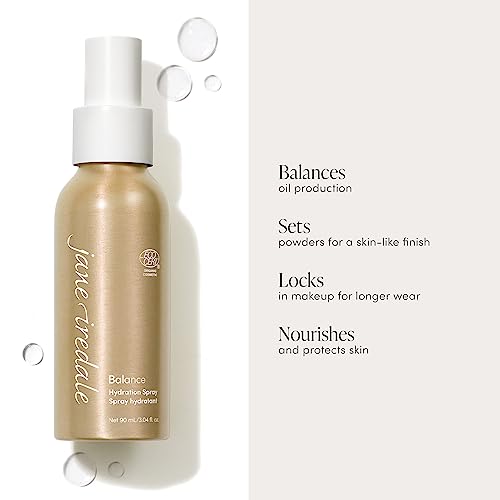 jane iredale Balance Hydration Spray, Natural Moisture-Locking Facial Mist Tones Skin and Sets Makeup for a Natural Finish, Vegan, Gluten-Free