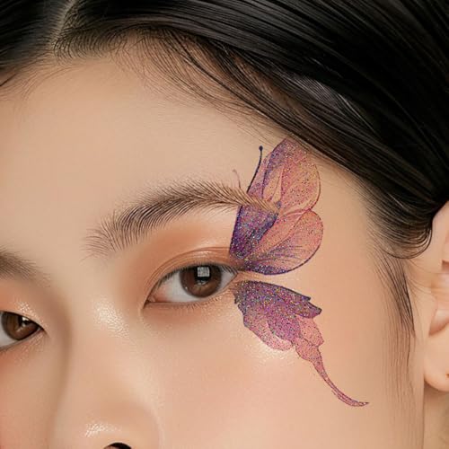 Glitter Butterfly Temporary Tattoos - 10 Sheet Waterproof Face Stickers