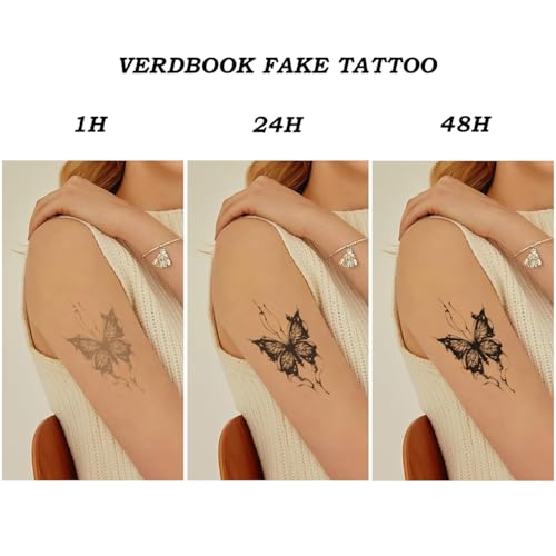 Waterproof Temporary Tattoos: 2-Sheet Tattoo Kit with Realistic Body Stickers, Semi-Permanent Tattoos for Adults Lasting 7-15 Days ? Safe for Men & Women, Butterfly entanglement