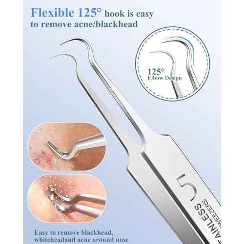 3PCS Pimple Extractor Acne Treatment Tool Professional Stainless Blackhead Comedone Removal Popper Tool for Face Nose Blackhead Extractor Tool (Silver)