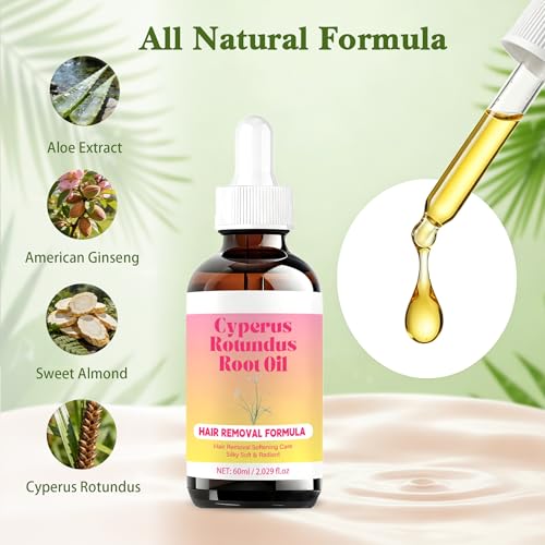 Cyperus Rotundus Root 0il | Cyperus Rotundus Oil for Hair Removal | Hair Reduction | Moisturizes & Soothes The Skin | Suitable for All Skin Types,60ml (2)