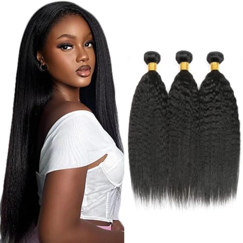 Yaki Straight Human Hair Bundles - 26 Inch, Unprocessed Brazilian Hair