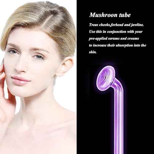 Spare Parts Mushroom for Handheld HIF Facial Hair Device Facial Care Orange Purple Blue Color Glass Tube Electrode Elitzia ETJX0066 (Purple)
