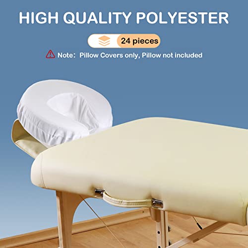 Macarrie 24 Pcs Microfiber Face Cradle Covers for Massage Tables - White, Reusable & Fits Most