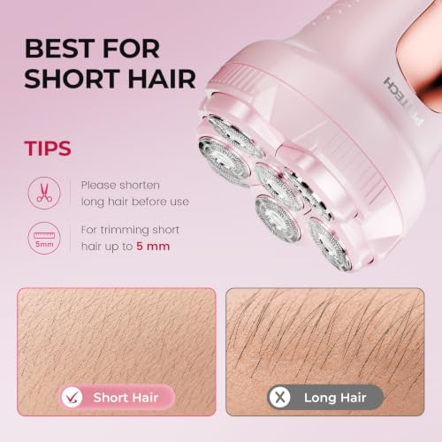 Pink Women Electric Razor for Legs & Body – Waterproof 6D Floating Head