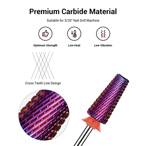 5 in 1 Nail Drill Bits - Fine Carbide Tungsten for Manicure & Pedicure