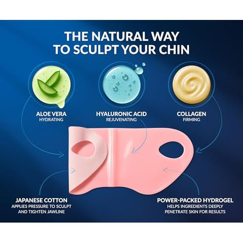 Stylia V Line Lifting Collagen Mask - Lift, Firm & Contour Jawline - Tightening Double Chin Strap with Hyaluronic Acid & Aloe - Neck Tightening and Lifting Mask - Jawline Shaper Face Lift Tape (10PC)