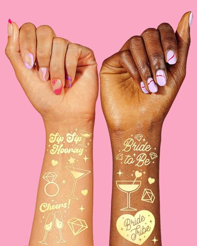 Gold Bachelorette Temporary Tattoos, 54 Metallic Party Favors