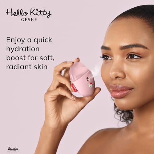 GESKE & Hello Kitty SmartAppGuided¢â Facial Hydration Refresher | 4 in 1 | Water Atomizer | Moisturizing Spray Machine | Face Mister | Humidifier for Natural Glow | Reduce Redness & Dry Skin