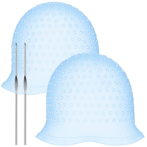 Jexine Reusable Hair Highlighting Cap Set with Hooks - 2 Pcs