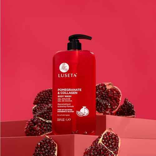 Luseta Pomegranate & Collagen Body Wash Rejuvenating Shower Gel Body Cleanser for All Skin Types Moisturizing and Hydrating Dry Skin 33.8oz