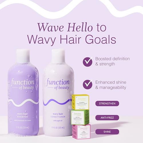 Function of Beauty Wavy Hair Set with Shampoo, Conditioner & Add-In Booster Treatment - Shine, Strengthen & Anti-Frizz Booster Shot to Enhance Shampoo, Conditioners & Hair Care Products
