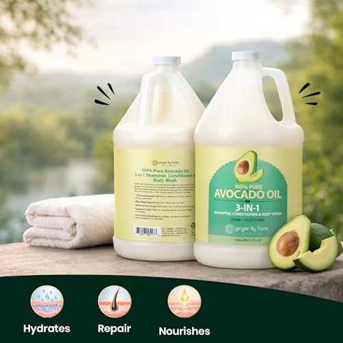 Ginger Lily Farms Avocado Oil 3-in-1 Shampoo Conditioner Body Wash 128oz