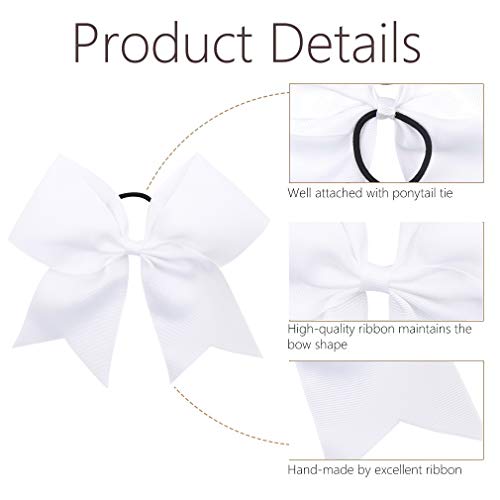 Large 8" Cheer Hair Bows Ponytail Holder - 16 Pack