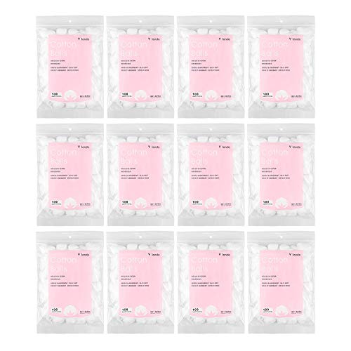Hedume Organic Pure Cotton Balls - Soft & Absorbent (1200 Count, 12 Pack)