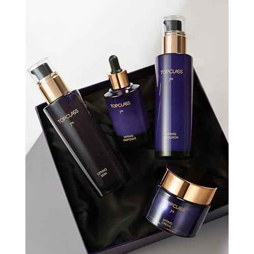 CHARMZONE TopClass Lifting 7th Skincare Set ? Korean Anti-Aging 4-Piece Set with Toner, Emulsion (4.05 fl oz) & Ampoule, Cream (1.69 fl oz) ? Firming, Lifting, Hydrating with Triple Collagen K-Beauty