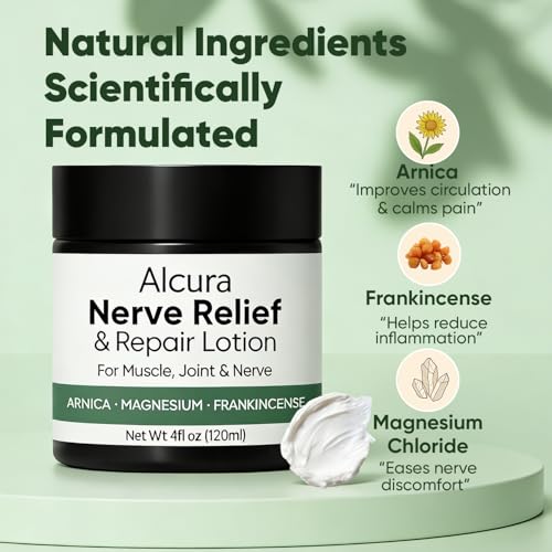 Alcura Nerve Cream, Alcuras Neuropathy Lotion with Arnica & Magnesium for Knee, Lumbar, Neck, Hand and Foot, 4 oz,1 Pcs