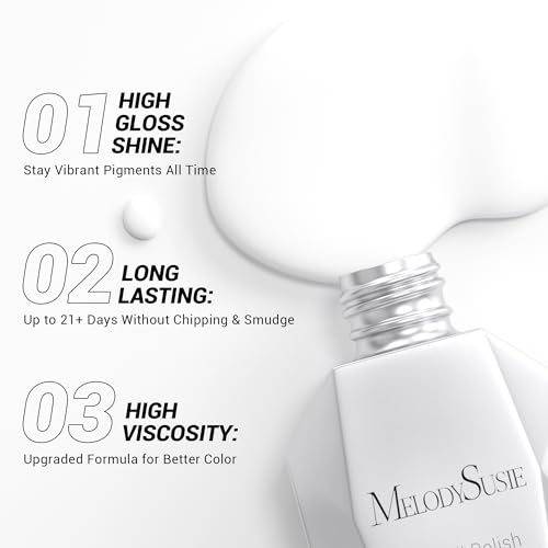 MelodySusie Thick Snow White Gel Nail Polish - 15ml UV LED Soak Off