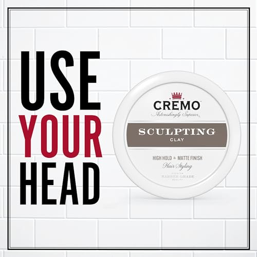 Cremo Premium Barber Grade Hair Styling Sculpting Clay, High Hold, Matte Finish, 4 Oz