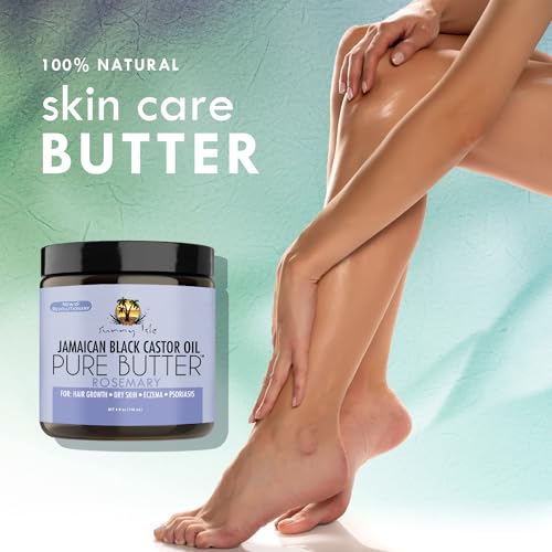 Sunny Isle Rosemary Jamaican Black Castor Oil Pure Butter 4oz | Stimulates Hair Growth | Effective Moisturizer Hair & Skin | All Types & Textures
