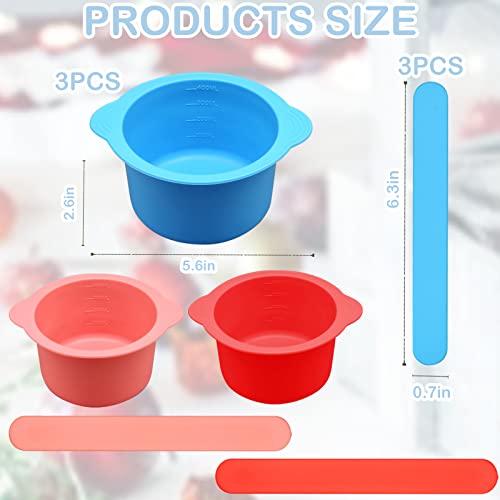 3Pcs Non-Stick Silicone Wax Melt Liners with Wax Sticks, Reusable Bowl for Wax Warmer and Hair Removal, 14Oz
