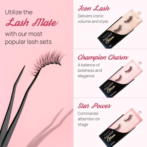 Full Out Glam LashMate Lash Applicator Tool - Precision Eyelash Tweezers for Magnetic Eylashes, Clusters, and Extensions - Soft-Touch Tips, Liner-Safe, Pinch-Free